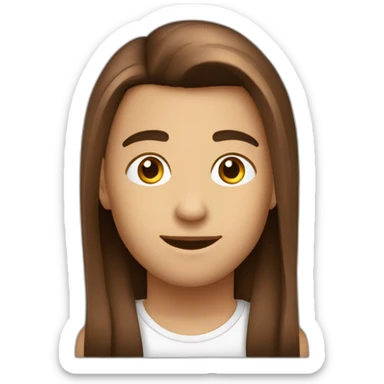 Garçon cheveux long marron lisse sticker