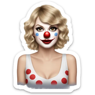 Taylor Swift wearing a clown make-up  sticker