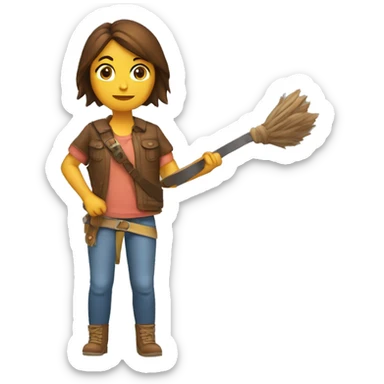 Chica castaña pelo largo brazos cruzados sticker