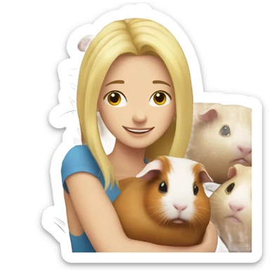 Blonde Woman hugging a guineapig sticker