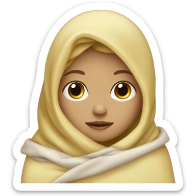 blonde girl with blanket over head sticker