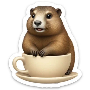 Marmota con taza de café  sticker