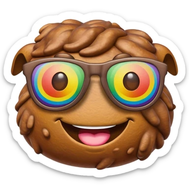 rainbow poop emoji with sunglasses sticker