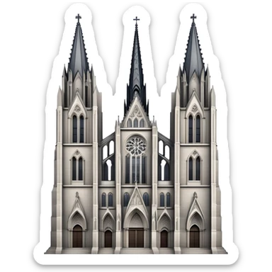 Cinematic Realistic Cologne Cathedral Landmark Emoji, showcasing Gothic architecture rendered with detailed stone textures and majestic, dynamic lighting. two tall  tall towers on the left side and an opening on the lower right sticker