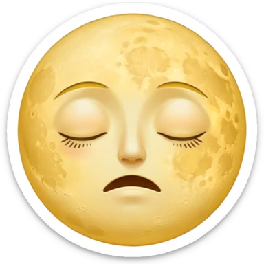 full yellow moon with sleepy drowsy face with closed eyes sticker