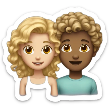 blond girl with a boy withcurly brown hair  sticker