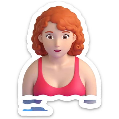 22-year-old white female athlete swimmer with curly red hair about to enter a pool sticker