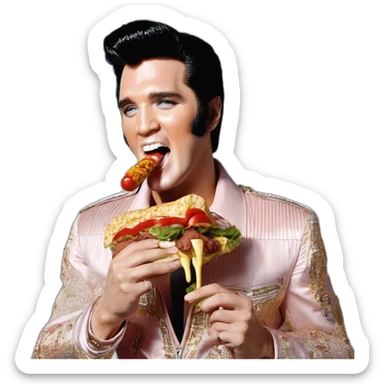elvis presley eating a kebab sticker