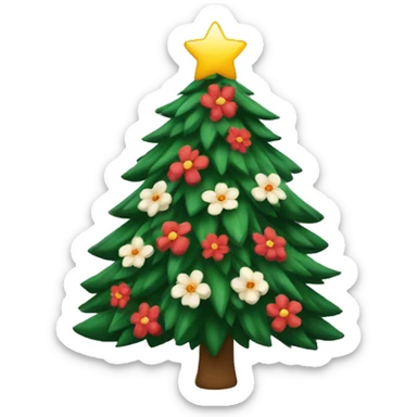 Christmas tree with flowers  sticker