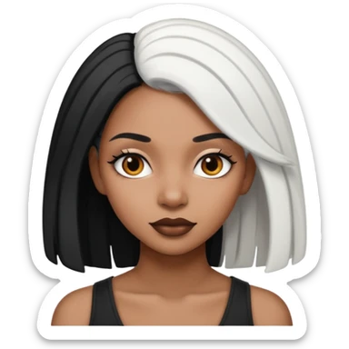 Beautiful black woman with split half black and white hair sticker