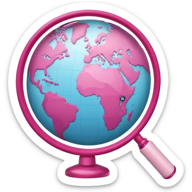 mix light pink dark pink and white girly globe with WWW in big letters under it and a small magnifying glass
It looks like an internet bar icon. sticker