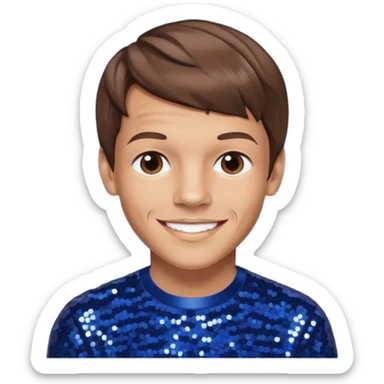 Louis Tomlinson from One Direction with light skin, brown hair, dark blue sequin outfit sticker