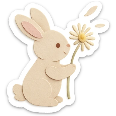 bunny holding a dandelion in the breeze, gentle spring vibe, soft pastel colors sticker