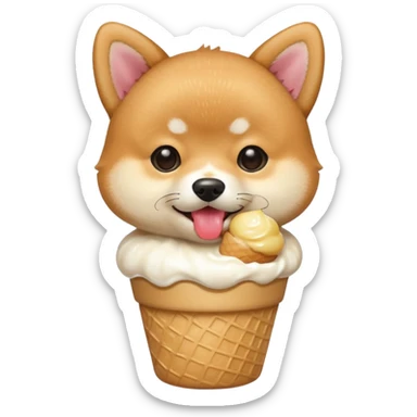The baby shiba dog with icecream sticker