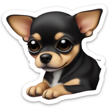 black & tan chihuahua puppy sleeping with a pink blanket  sticker