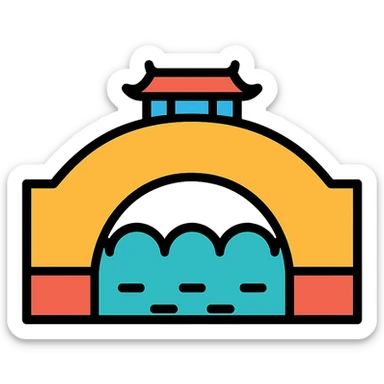 color outline icon of a cultural bridge sticker