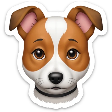 Strävhårig jack russel med svarta öron resten helt vit sticker