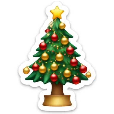 Christmas tree with warm lights and red and gold baubles sticker