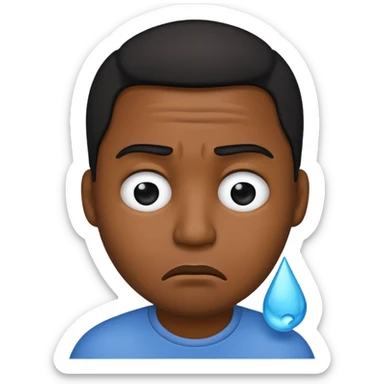 Black man emoji shedding a tear with a frown sticker