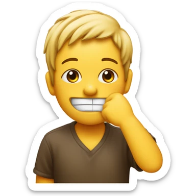 face emoji rubbing hand behind ear and smirking sticker