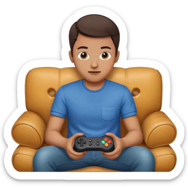 A person sitting on a couch playing video games  sticker