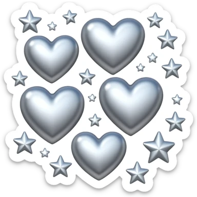Silver hearts and stars sticker