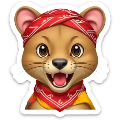 
Fossa animal in a red bandana dressed as a rock singer winksFossa animal with a red bandana on its head screams sticker