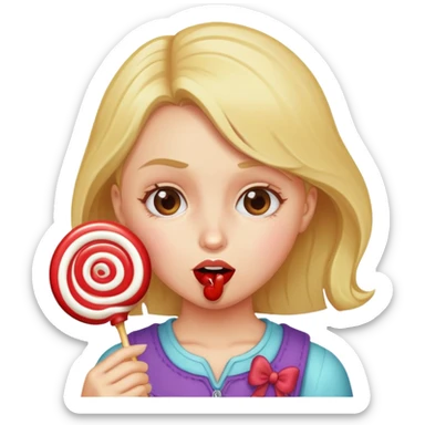 Girl crunching on a lollipop  sticker