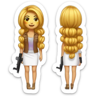 Chica morocha con pelo largo y tez blanca con tufting gun sticker