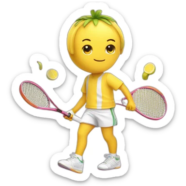 kawaii cute banana tennis player sticker