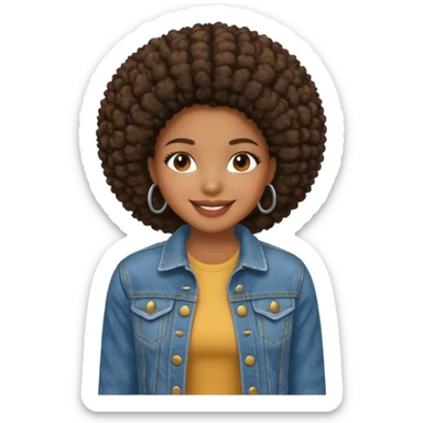 afro girl in jean jacket sticker