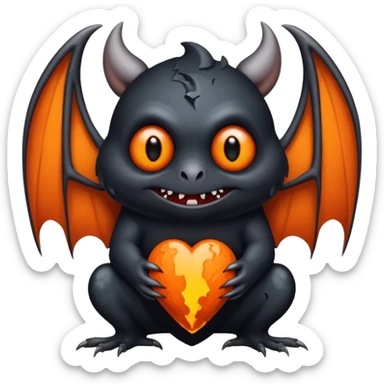 Monstre a corp craquelé fait de lave avec des ailes de chauve-souris et un tête de pierre carbonisé avec une mâchoire carré  sticker