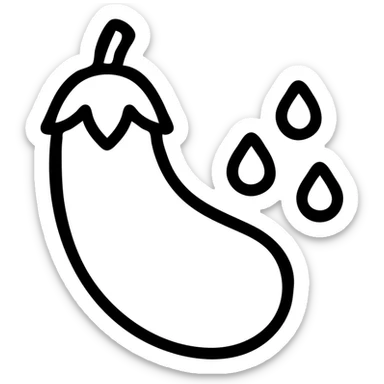 outlined eggplant with water droplets icon sticker