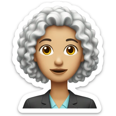 Frizzy headed office woman sticker