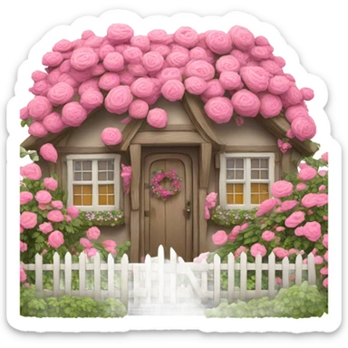 cottage with pink flowers sticker