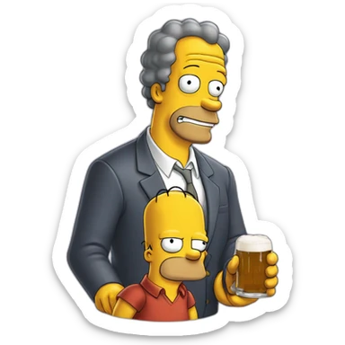 Simpson qui boit une bière avec son fils sticker