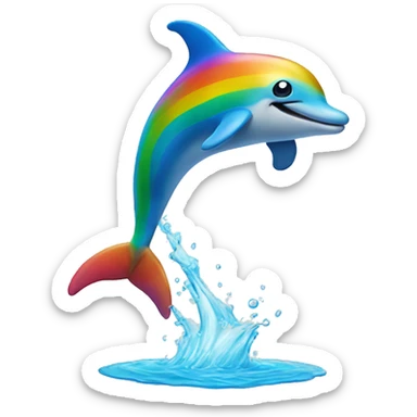 Rainbow dolphin jumping  sticker