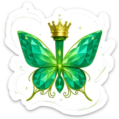 Add luxurious magical energy effects around the butterfly, similar to the magical sparkles and glowing effects seen on previous elixir bottles. The butterfly must stay exactly the same, only add magical effects around it. Transparent background, no shadow or base. sticker