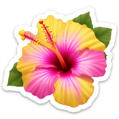 yellow and pink hibiscus flower sticker