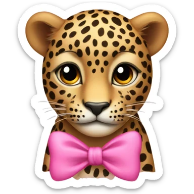 leopard with pink bow on it sticker