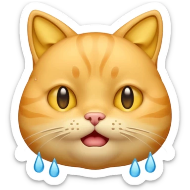 yellow cat  like this 😸😿🐱 with crying tears streaming down its cheeks (like this 😭) sticker