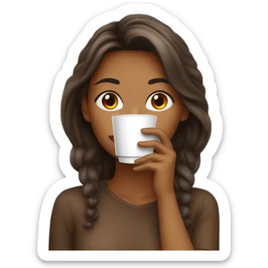 Girl drink coffee sticker
