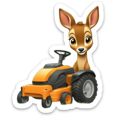 Bambi with lawnmower sticker