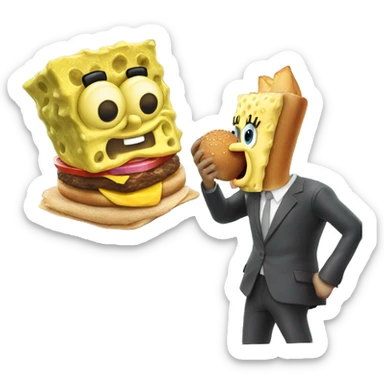 spongebob eating a burger sticker