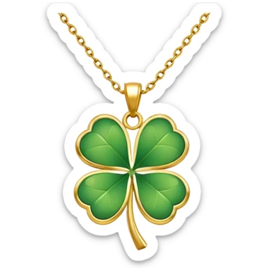 Lucky clover charm necklace – green four-leaf clover.
 sticker