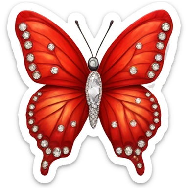 Red butterfly with diamantés  sticker