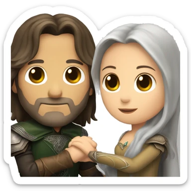 Aragorn holding hands with Arwen sticker