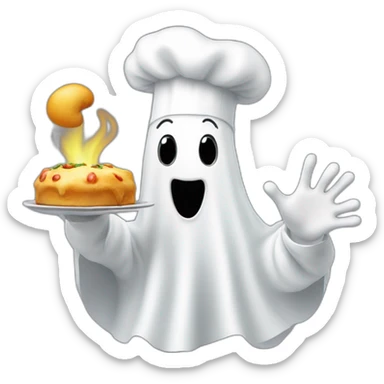 ghost wearing chef hat and blowing kiss with italian hand sticker