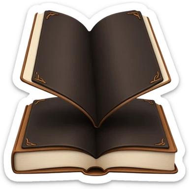 open brown book with completely empty, black pages sticker