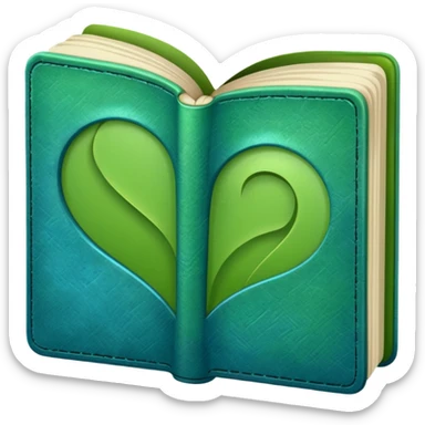 green and blue book with an abstract symbol on it sticker
